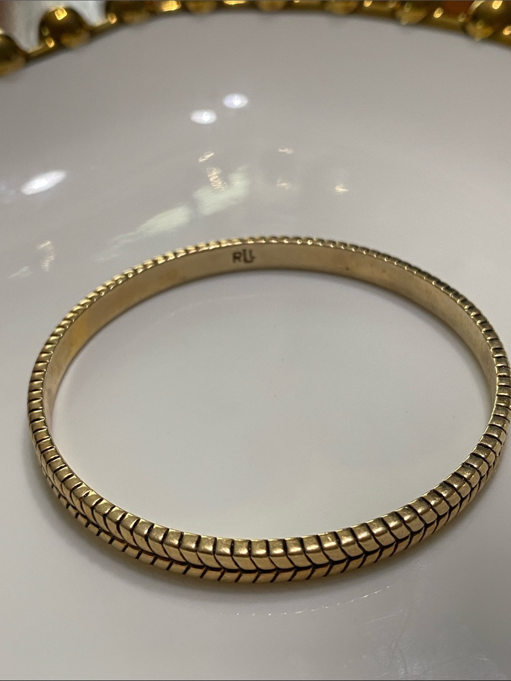 Lauren Ralph Lauren Gold-Tone Textured Bangle Bracelet